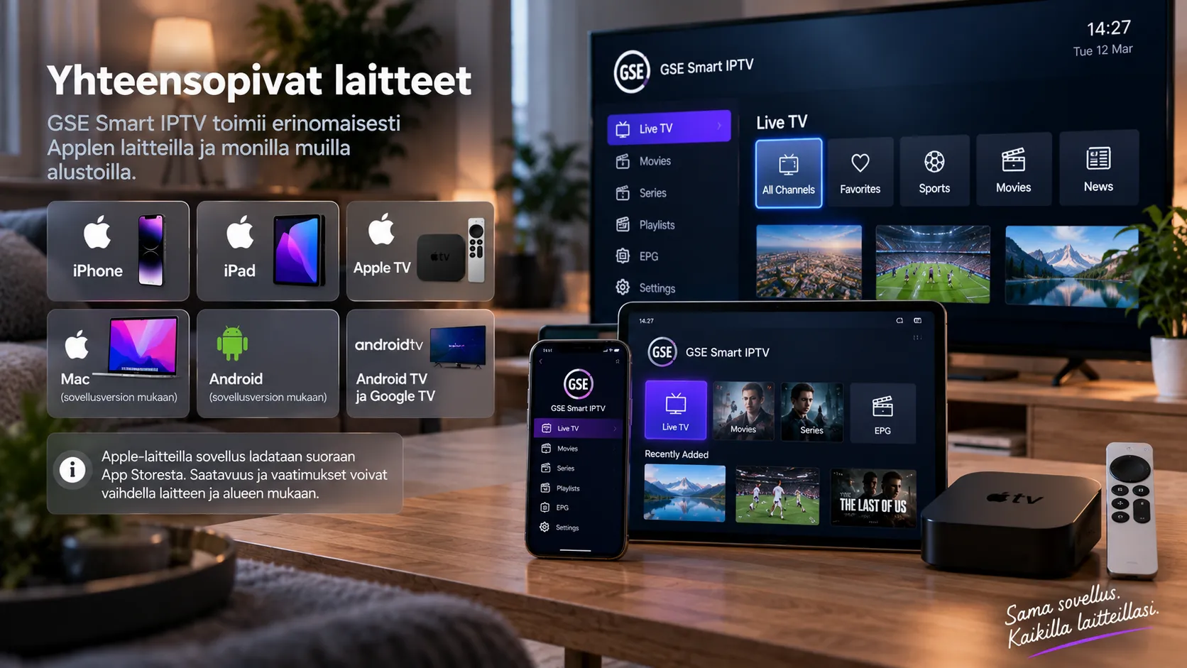 GSE Smart IPTV – ohje iPhoneen, iPadiin ja Apple TV:lle