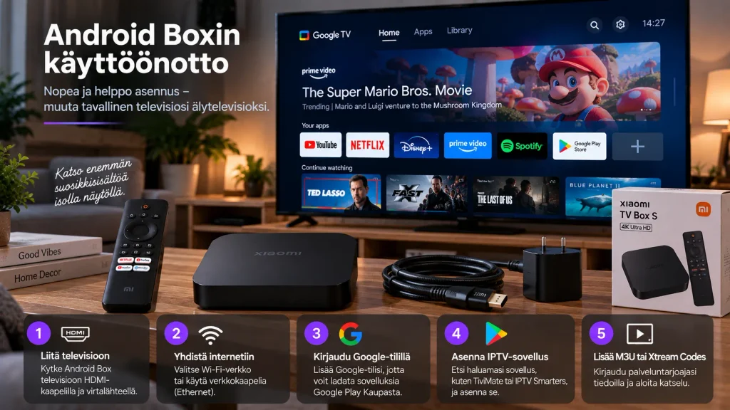 IPTV-sovelluksen asentaminen Android Boxille Google Play Kaupasta
