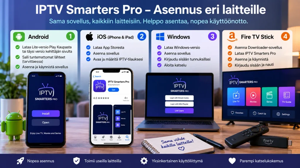 IPTV Smarters Pro asennus eri laitteille