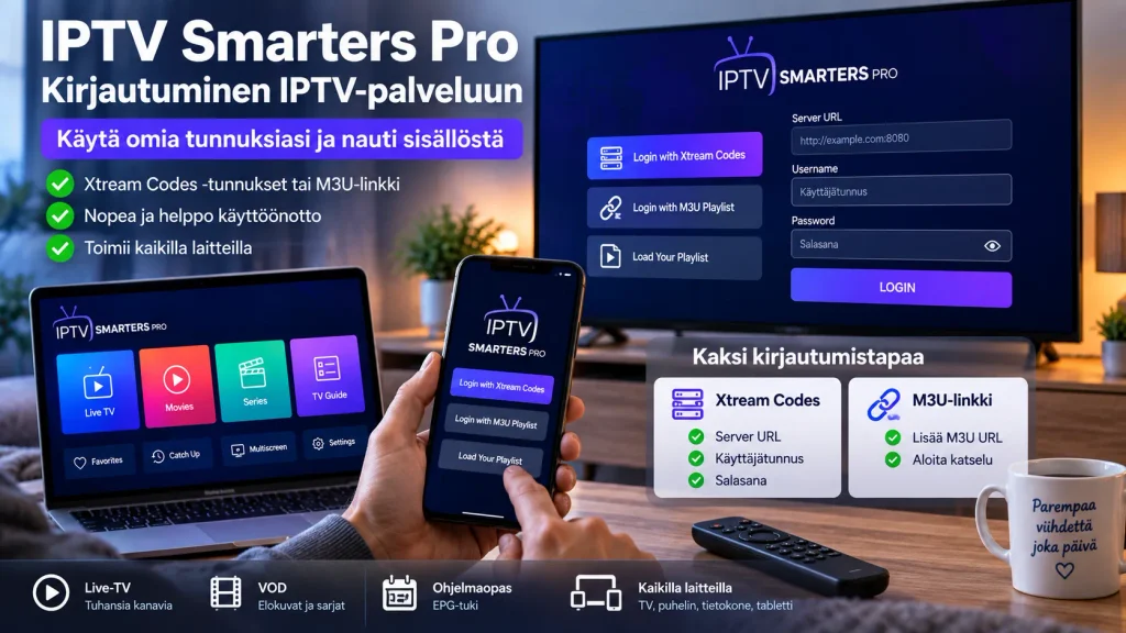IPTV Smarters Pro Live-TV VOD ja EPG käyttö