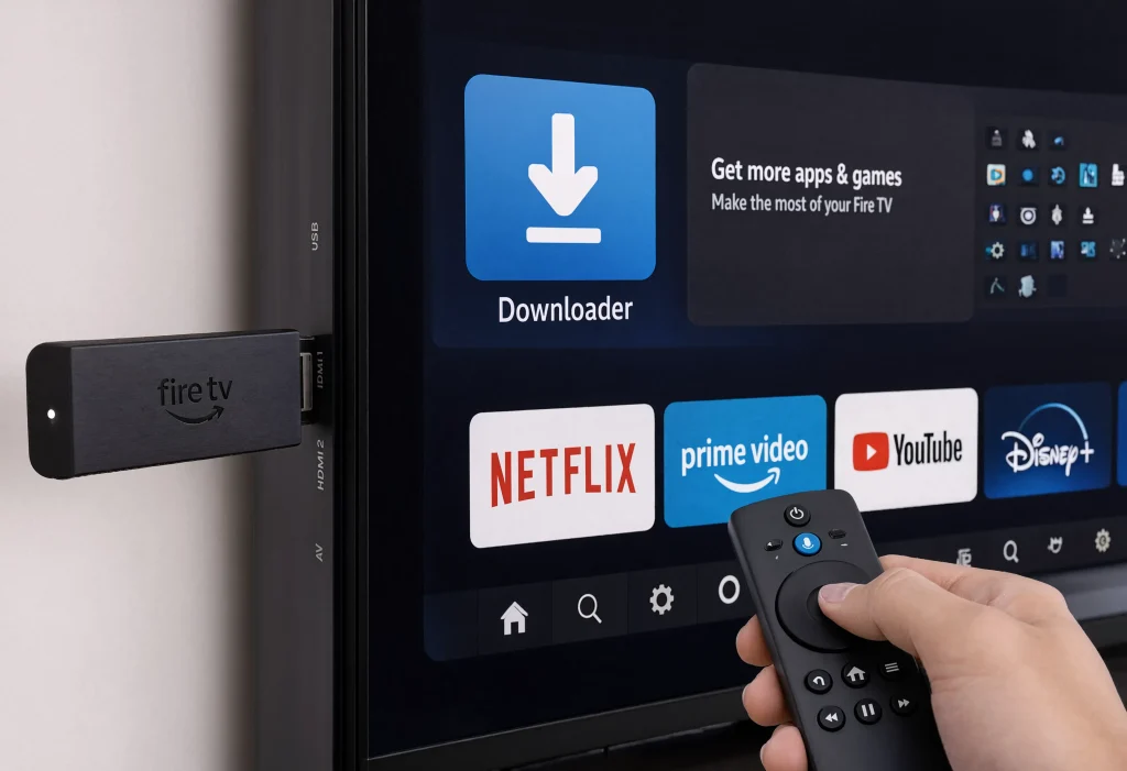 TiviMate asennus Fire TV Stickille Downloaderilla
