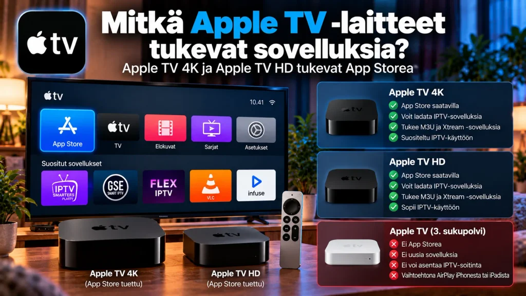 Apple TV 4K ja Apple TV HD IPTV-sovelluksille – 3. sukupolvi ilman App Storea
