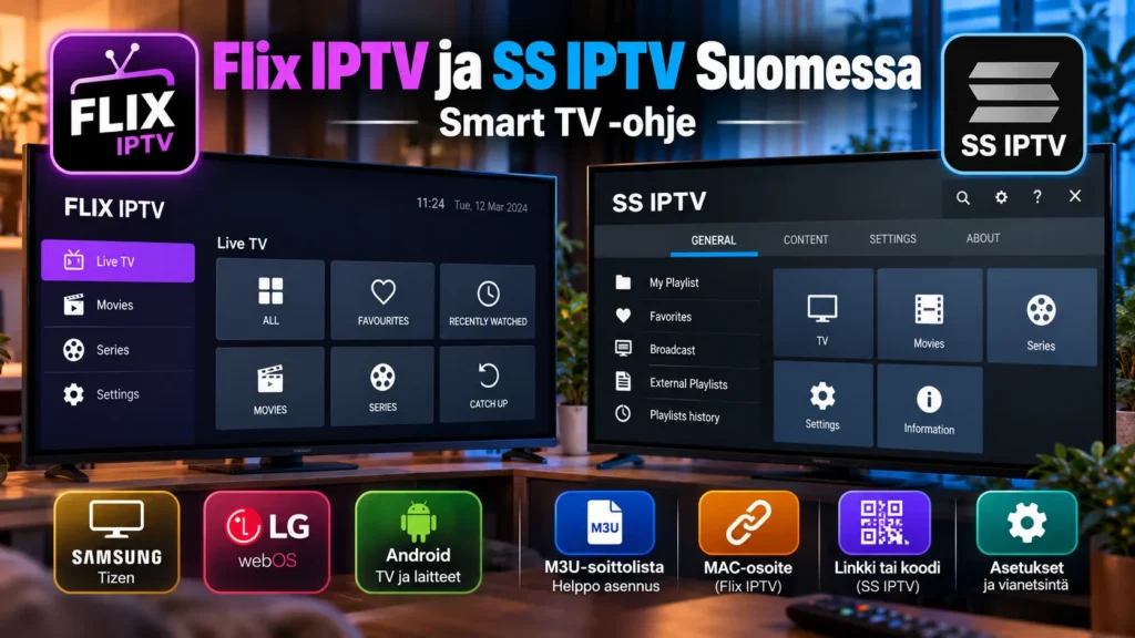 Flix IPTV ja SS IPTV Suomessa – Smart TV -ohje Samsungille ja LG:lle