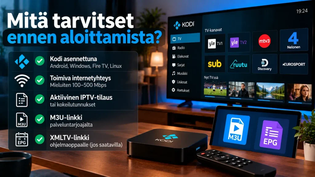 Mitä tarvitset ennen Kodi IPTV -asennusta – Kodi, internet, M3U ja XMLTV