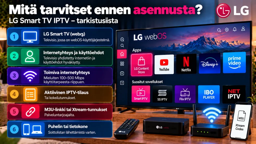 Mitä tarvitset ennen LG Smart TV IPTV -asennusta – webOS, internet, M3U ja Xtream