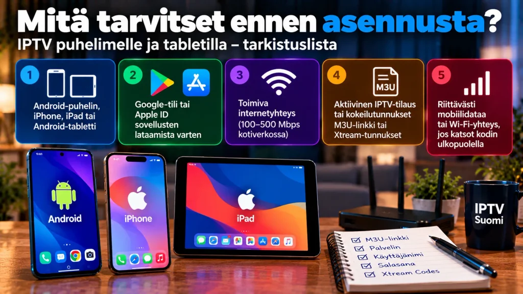 Mitä tarvitset ennen IPTV puhelimelle asennusta – Android, iPhone, M3U ja Xtream-tunnukset