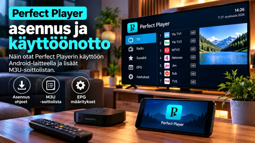 Perfect Player Android-puhelimella, tabletilla, Android TV:llä ja Fire TV:llä