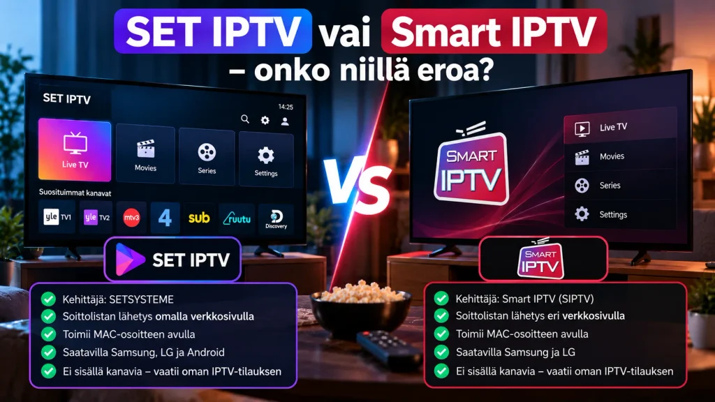 SET IPTV vai Smart IPTV – sovellusten erot ja MAC-osoitteen käyttö